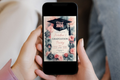 Pink and Blue Flower Graduation Party Invitation | Canva Template | Print at Home Invitation | Design #116