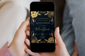 Black and Gold Flower Quinceañera Party Invitation | Canva Template | Print at Home Invitation | Design #161