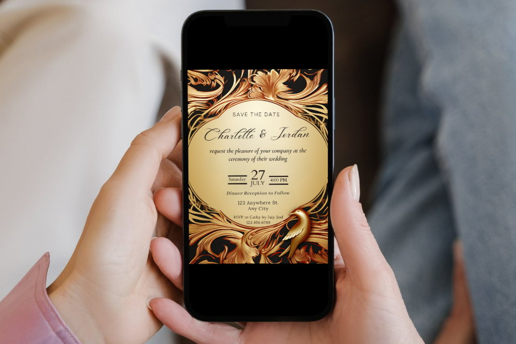 Gold Wedding Save the Date Wedding Invitation | Canva Template | Print at Home Invitation | Design #140