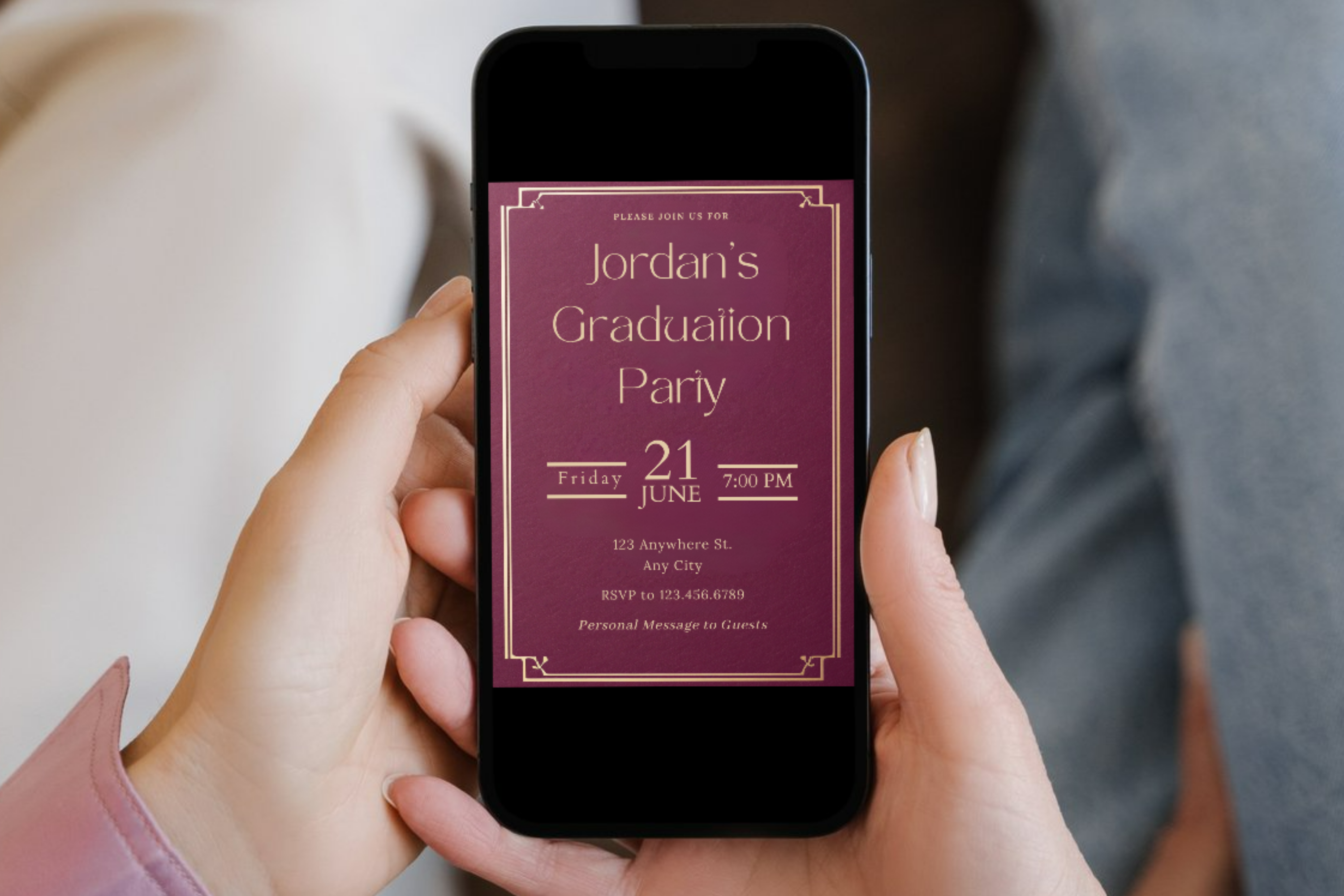 Maroon and Gold Graduation Party Invite | Canva Template | Print at Home Invitation | Design #101