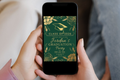 Green and Gold Flower Graduation Party Invitation | Canva Template | Print at Home Invitation | Design #105