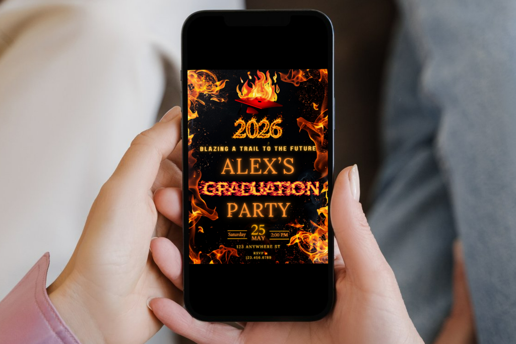 Fire Graduation Party Invitation | Canva Template | Print at Home Invitation | Design #106